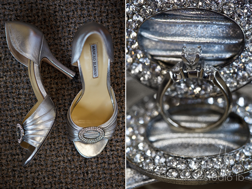 wedding shoes and engagement ring